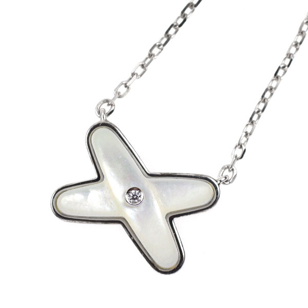 Chaumet K18WG Shell Diamond Pendant Necklace Jeu de Lien