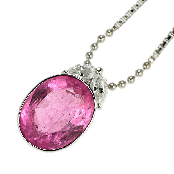 Pt900/ Pt850 ピンクトルマリン ダイヤモンド ペンダントネックレス 3.68ct D0.25ct