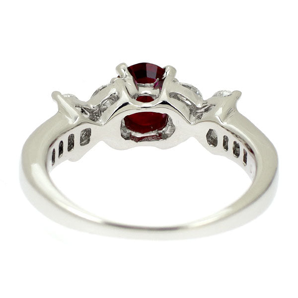 Pt900 ビルマ/ミャンマー産 ピジョンブラッドルビー ダイヤモンド リング 0.80ct D0.49ct