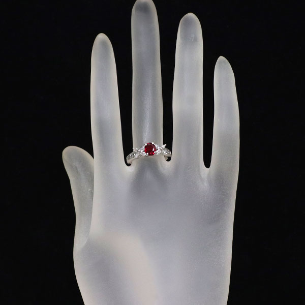 Pt900 ビルマ/ミャンマー産 ピジョンブラッドルビー ダイヤモンド リング 0.80ct D0.49ct