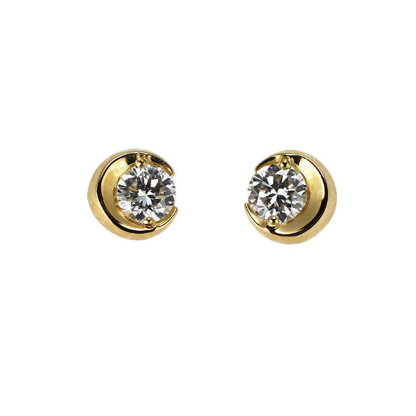 スタージュエリー K18YG ダイヤモンド ピアス 0.12ct ムーンセッティング