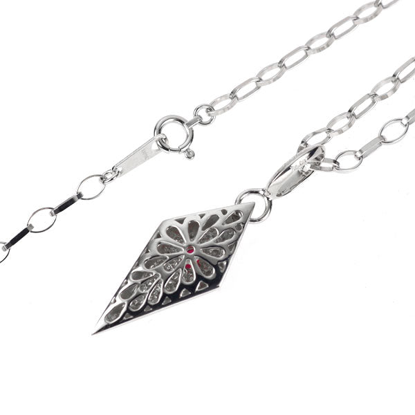 K10WG ビルマ/ミャンマー産 ピジョンブラッドルビー ペンダントネックレス 0.25ct