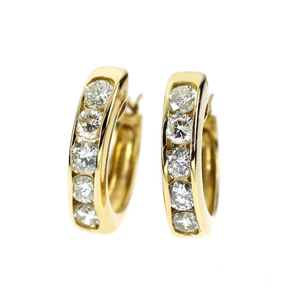 K18YG ダイヤモンド ピアス 1.00ct フープ