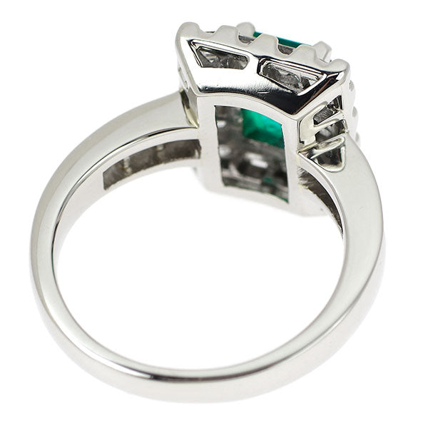 Pt900 コロンビア産 (F1) エメラルド ダイヤモンド リング 1.29ct D1.41ct