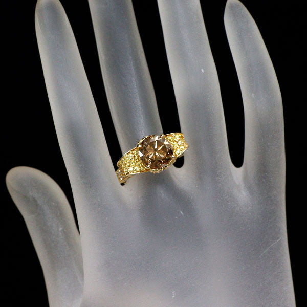 K18YG LDH ダイヤモンド イエローサファイア リング 3.65ct YS0.52ct D0.64ct