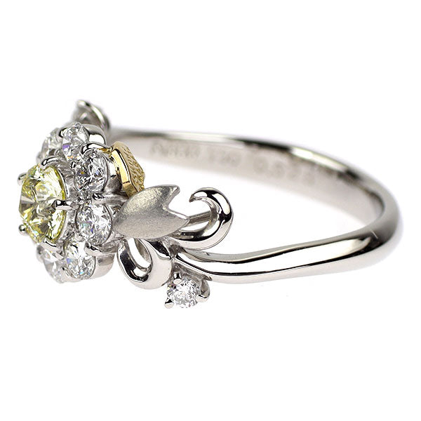 ショウ ヤマガタ Pt900/K18YG さくらカット ダイヤモンド リング 0.528ct D0.81ct
