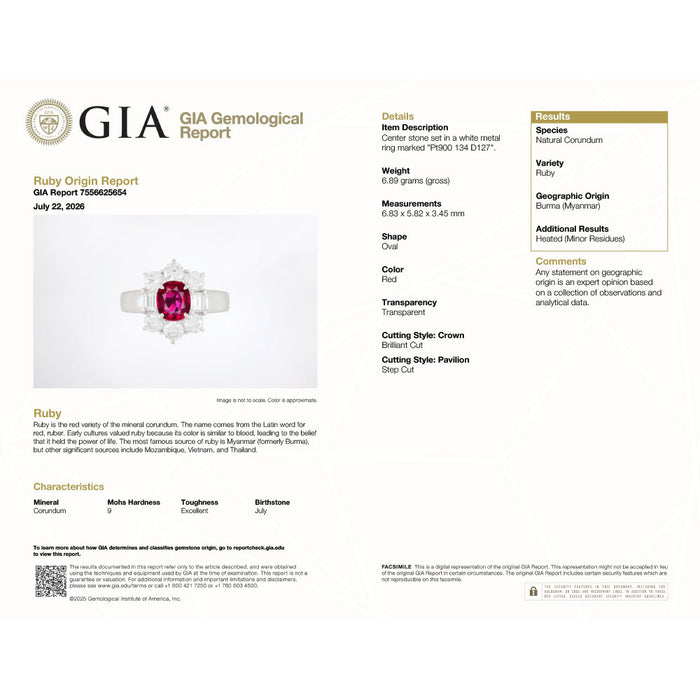 Pt900 ビルマ/ミャンマー産 ルビー ダイヤモンド リング 1.34ct D1.27ct