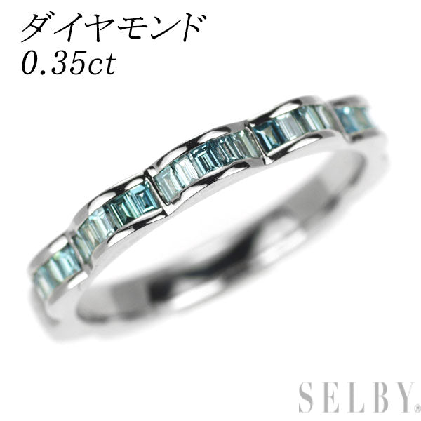 Pt900 トリートブルー ダイヤモンド リング TBD0.35ct フラワー ハーフエタニティ