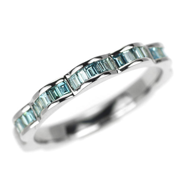 Pt900 トリートブルー ダイヤモンド リング TBD0.35ct フラワー ハーフエタニティ