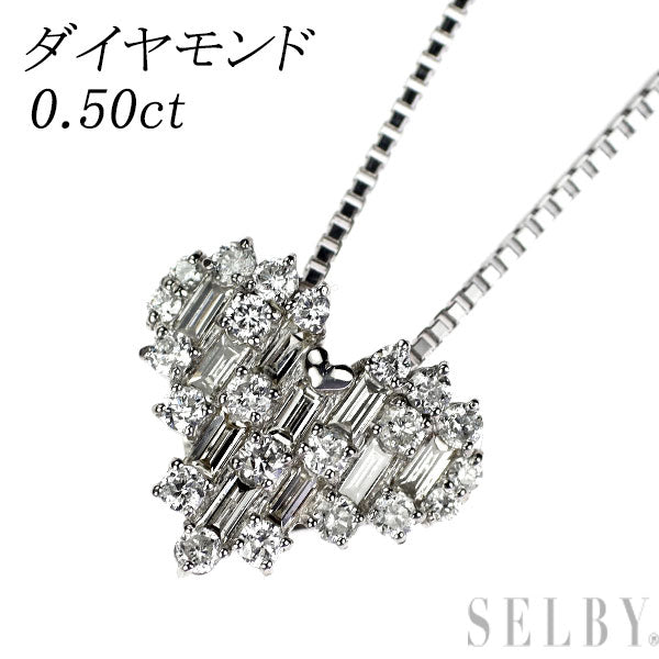 Pt900/ Pt850 ダイヤモンド ペンダントネックレス 0.50ct ハート