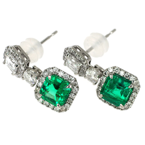 Pt900 エメラルド ダイヤモンド ピアス 1.94ct D1.56ct