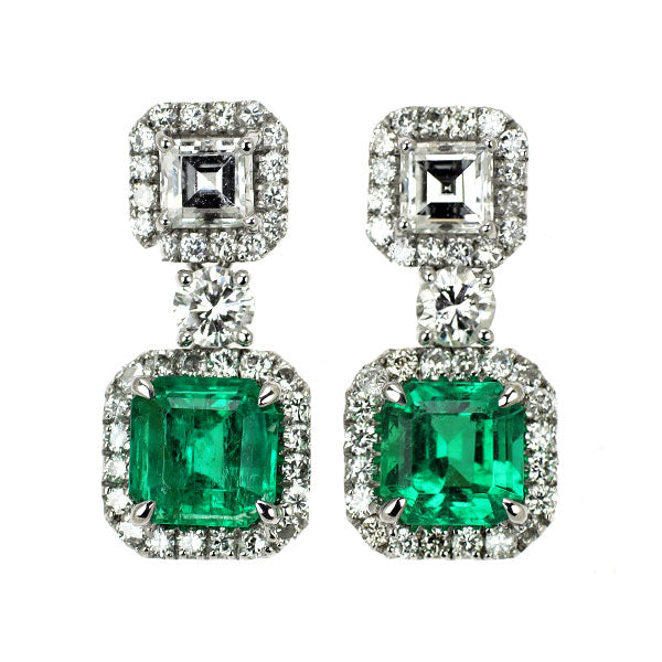Pt900 エメラルド ダイヤモンド ピアス 1.94ct D1.56ct
