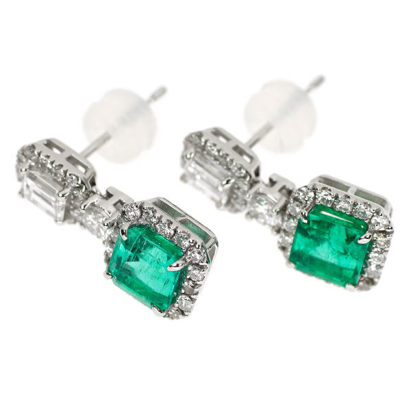 Pt900 エメラルド ダイヤモンド ピアス 1.82ct D1.43ct