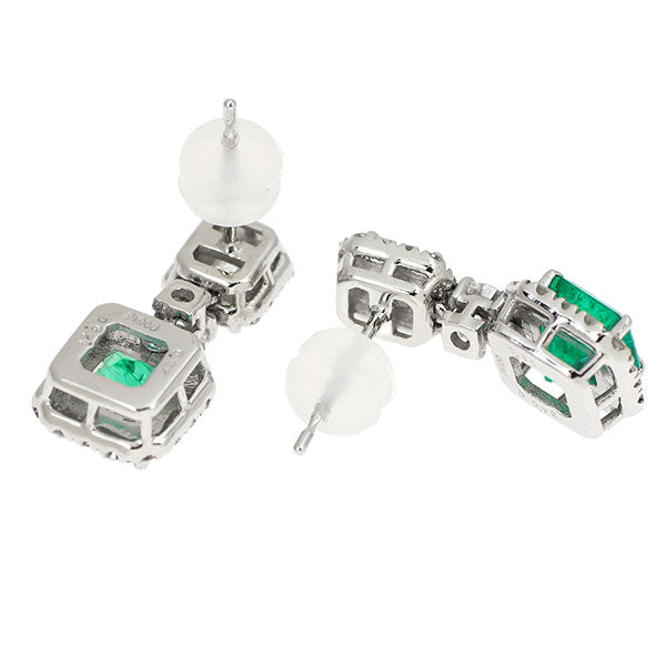 Pt900 エメラルド ダイヤモンド ピアス 1.82ct D1.43ct