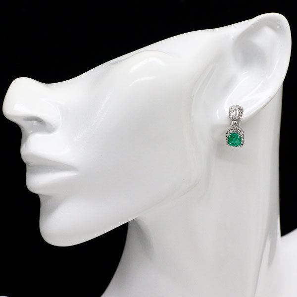 Pt900 エメラルド ダイヤモンド ピアス 1.82ct D1.43ct