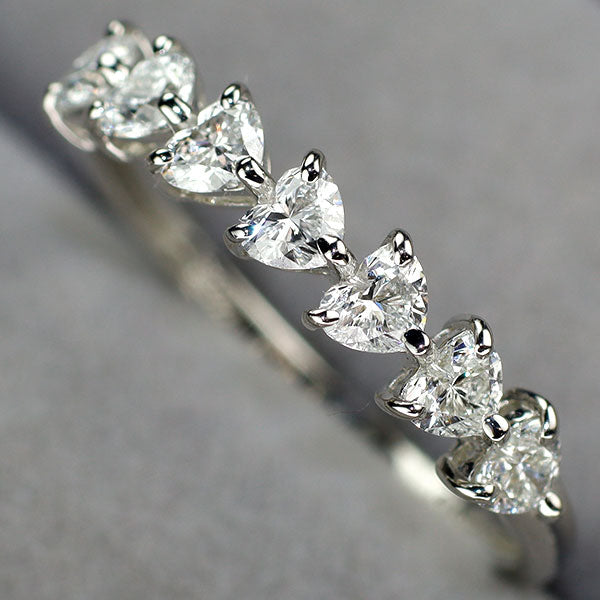 新品 Pt900 ハートシェイプ ダイヤモンド リング D0.63ct 【エスコレ】 ハーフエタニティ