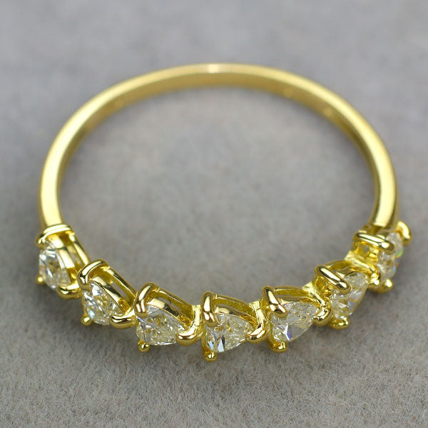 新品 K18YG ハートシェイプ ダイヤモンド リング 0.60ct 【エスコレ】 ハーフエタニティ