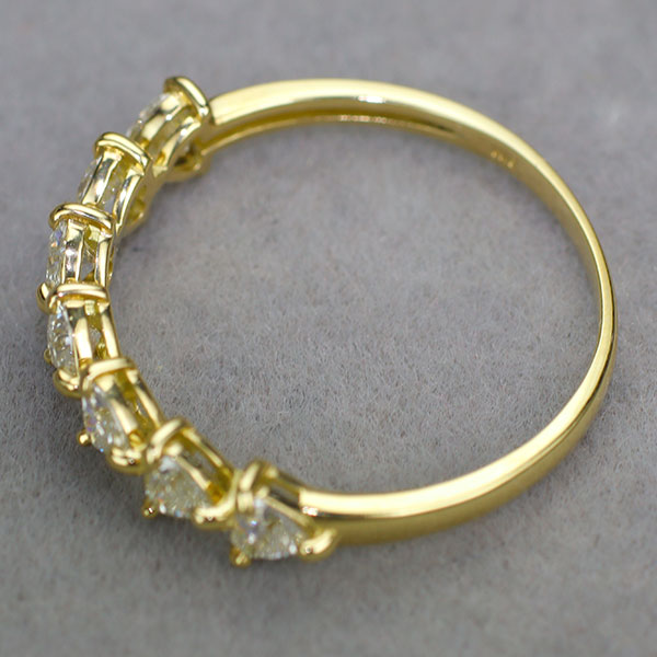 新品 K18YG ハートシェイプ ダイヤモンド リング 0.60ct 【エスコレ】 ハーフエタニティ