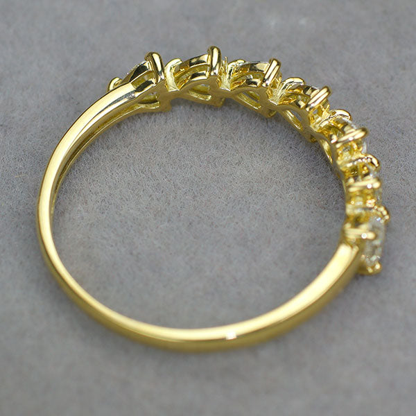 新品 K18YG ハートシェイプ ダイヤモンド リング 0.60ct 【エスコレ】 ハーフエタニティ