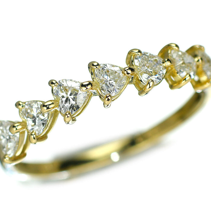 新品 K18YG ハートシェイプ ダイヤモンド リング 0.62ct 【エスコレ】 ハーフエタニティ