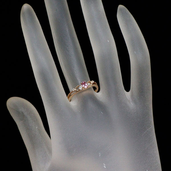 新品 K18PG パパラチアサファイア ダイヤモンド リング 0.248ct D0.07ct【エスコレ】