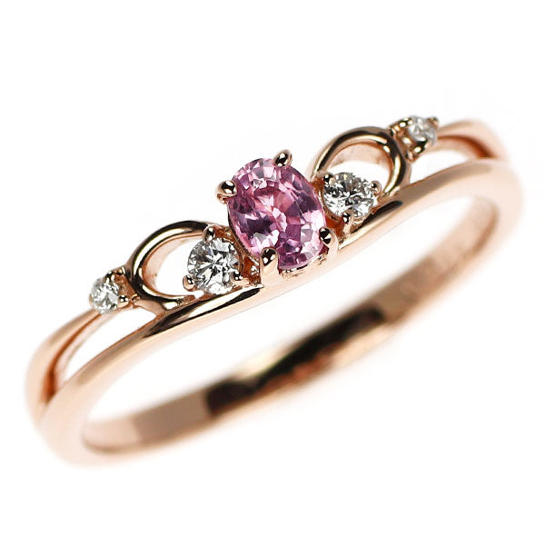 新品 K18PG パパラチアサファイア ダイヤモンド リング 0.248ct D0.07ct【エスコレ】