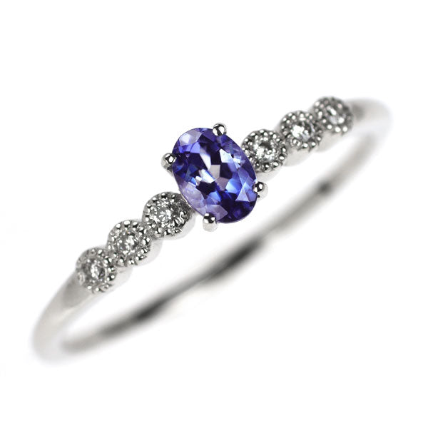 New Pt900 Benitoite Diamond Ring 0.26ct D0.03ct [Escolé]