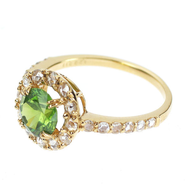新品 K18YG ロシア産 デマントイドガーネット ローズカットダイヤモンド リング 1.20ct D0.33ct 【エスコレ】希少