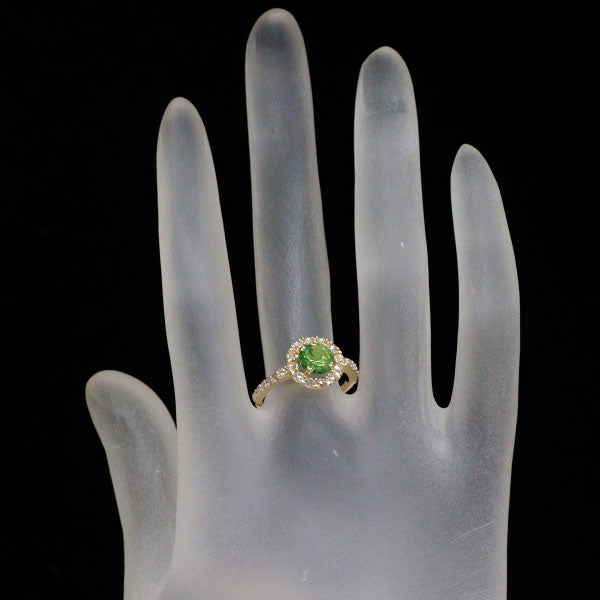 新品 K18YG ロシア産 デマントイドガーネット ローズカットダイヤモンド リング 1.20ct D0.33ct 【エスコレ】希少