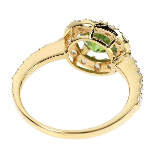 新品 K18YG ロシア産 デマントイドガーネット ローズカットダイヤモンド リング 1.20ct D0.33ct 【エスコレ】希少