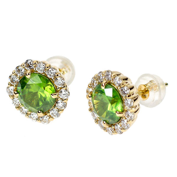 新品 K18YG ロシア産 デマントイドガーネット ダイヤモンド ピアス 2.33ct D0.60ct 【エスコレ】希少