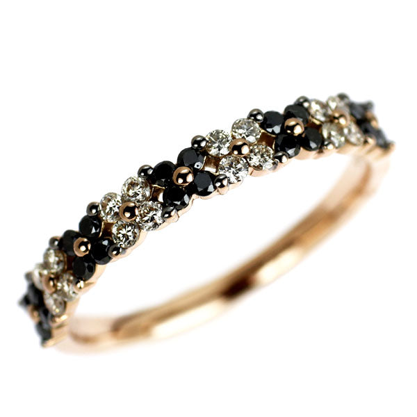 K18PG カラーレス/ブラック ダイヤモンド リング 0.36ct