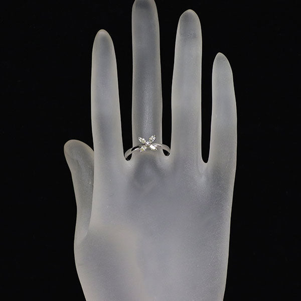 MJC K18WG マーキス ダイヤモンド リング 0.30ct D0.01ct フラワー