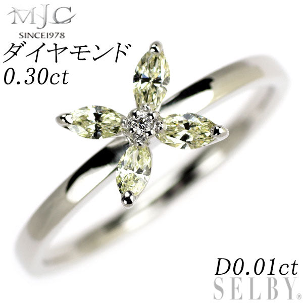 MJC K18WG マーキス ダイヤモンド リング 0.30ct D0.01ct フラワー