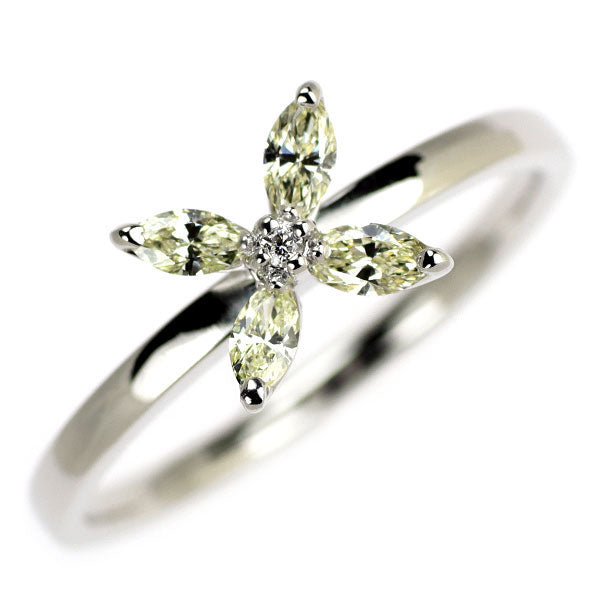 MJC K18WG マーキス ダイヤモンド リング 0.30ct D0.01ct フラワー