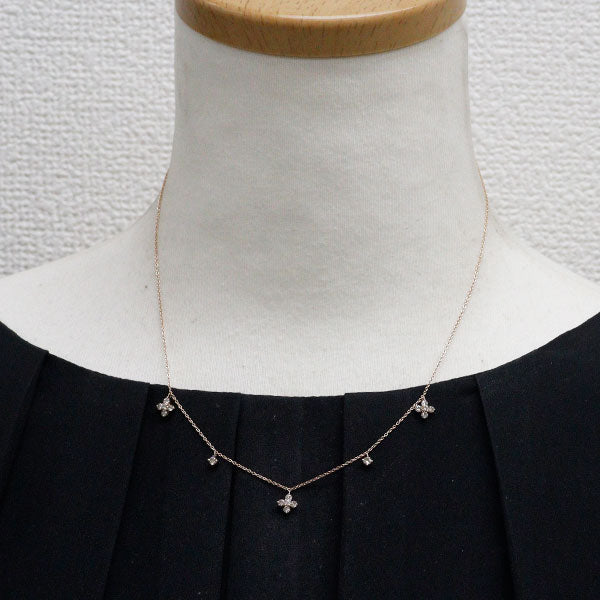 K18PG ダイヤモンド ネックレス 0.50ct ステーション フラワー