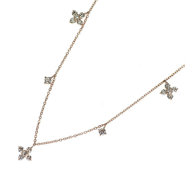K18PG ダイヤモンド ネックレス 0.50ct ステーション フラワー