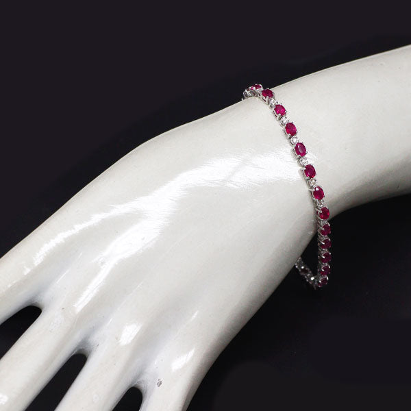 K18WG ルビー ダイヤモンド ブレスレット 6.50ct D0.30ct