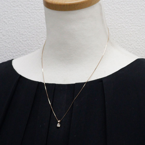 K18PG ダイヤモンド ペンダントネックレス 0.15ct D0.024ct