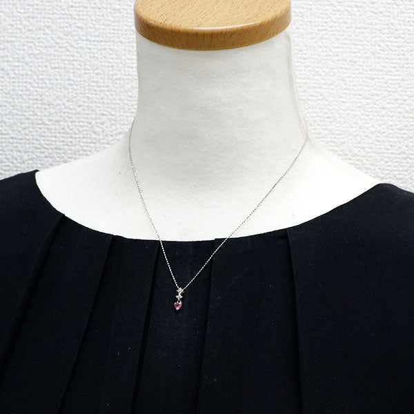K18WG ピンクトルマリン ダイヤモンド ペンダントネックレス D0.08ct