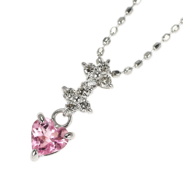 K18WG ピンクトルマリン ダイヤモンド ペンダントネックレス D0.08ct