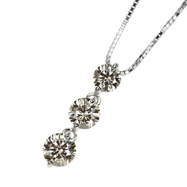K18WG ダイヤモンド ペンダントネックレス 1.06ct スリーストーン
