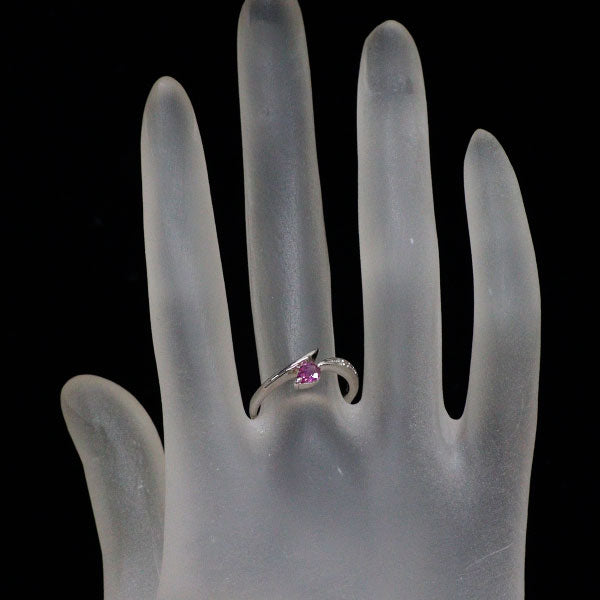 K18WG ピンクサファイア ダイヤモンド リング 0.24ct D0.08ct
