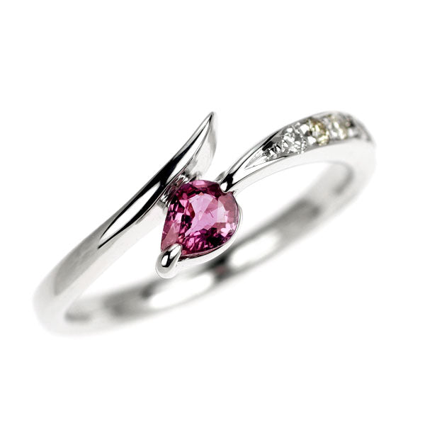 K18WG ピンクサファイア ダイヤモンド リング 0.24ct D0.08ct