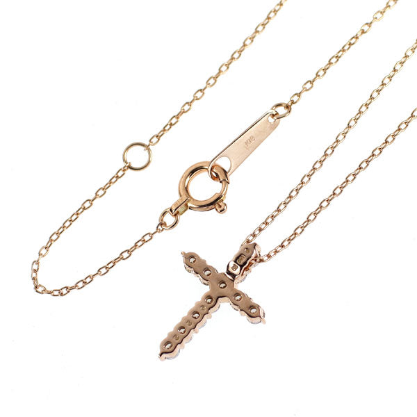 K18PG ダイヤモンド ペンダントネックレス 0.22ct クロス