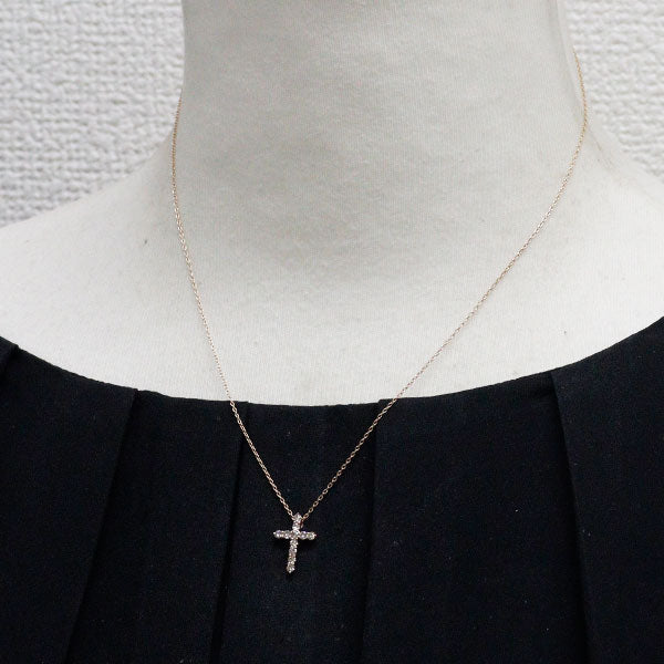 K18PG ダイヤモンド ペンダントネックレス 0.22ct クロス