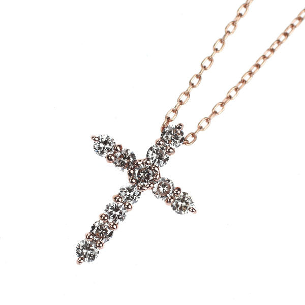 K18PG ダイヤモンド ペンダントネックレス 0.22ct クロス