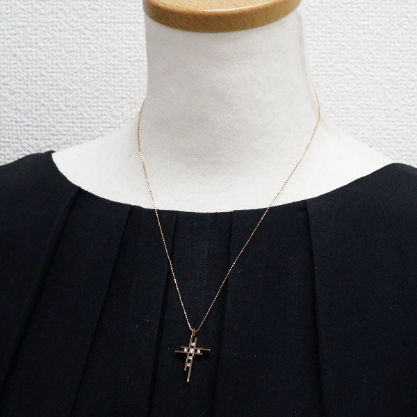 K18PG ダイヤモンド ペンダントネックレス 0.23ct クロス