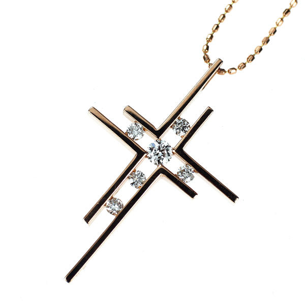 K18PG ダイヤモンド ペンダントネックレス 0.23ct クロス