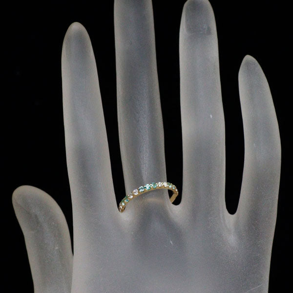 K18YG パライバ トルマリン ダイヤモンド リング 0.17ct D0.19ct ハーフエタニティ